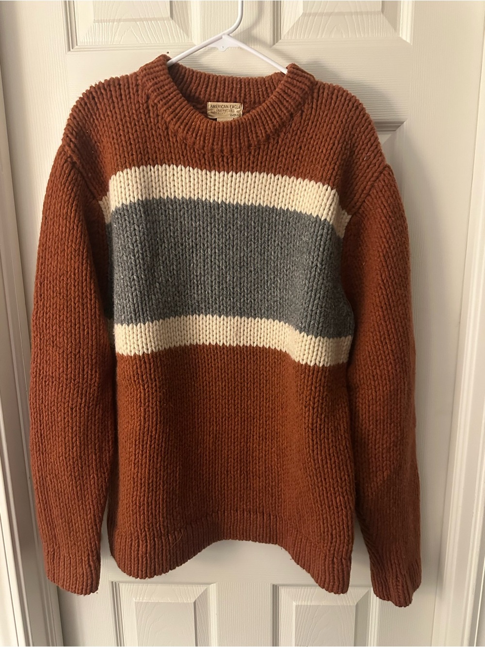 Vintage American Eagle Outfitters. Rust, Cream, Gray Sweater. 80% lambs wool. - Picture 2 of 4